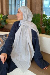 Lamelif piliseli Bambu Şal Gümüş Gri