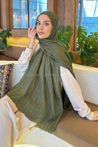 Lamelif Piliseli Bambu Şal Haki