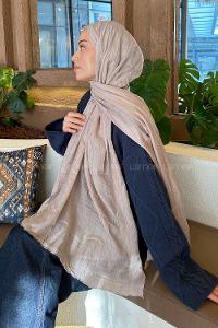 Lamelif Piliseli Bambu Şal Koyu Vizon