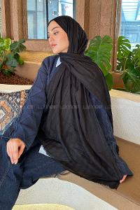 Lamelif Piliseli Bambu Şal Siyah