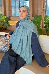 Lamelif piliseli Bambu Şal Turkuaz