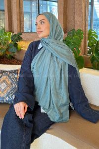 Lamelif piliseli Bambu Şal Turkuaz