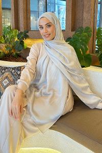 Lamelif Su Yolu Desen Janjan Jakar Şal Açık Gri