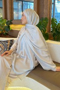 Lamelif Su Yolu Desen Janjan Jakar Şal Açık Gri