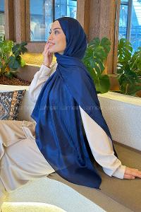 Lamelif Su Yolu Desen Janjan Jakar Şal Gece Mavisi