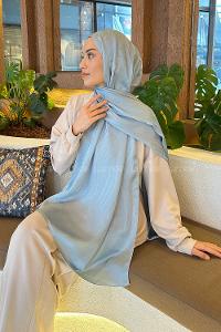 Lamelif Su Yolu Desen Janjan Jakar Şal Gök Mavi