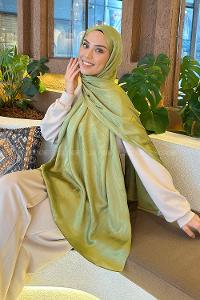 Lamelif Su Yolu Desen Janjan Jakar Şal Mint Yeşili