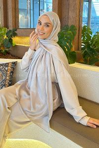 Lamelif Su Yolu Desen Janjan Jakar Şal Taş Gri