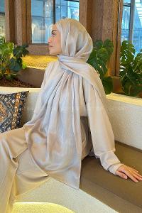 Lamelif Su Yolu Desen Janjan Jakar Şal Taş Gri