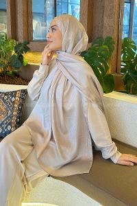 Lamelif Su Yolu Desen Janjan Jakar Şal Vizon