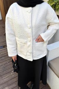 Lamelif Teddy Ceket Ekru