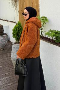 Lamelif Teddy Gizli Cep Mont Camel