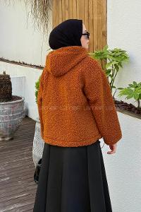 Lamelif Teddy Gizli Cep Mont Camel