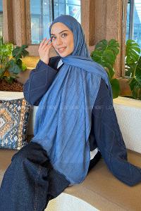 Modalamelif Piliseli Bambu Şal İndigo