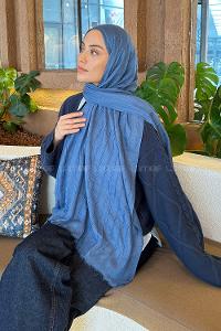 Modalamelif Piliseli Bambu Şal İndigo