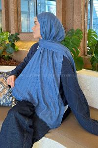 Modalamelif Piliseli Bambu Şal İndigo