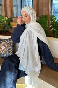 Modalamelif Piliseli Bambu Şal Kırık Beyaz