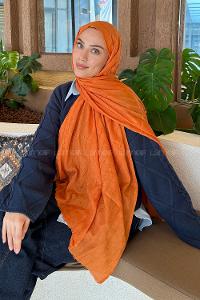 Orange Cotton Fabric Straight Shawl