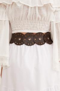 Lamelif Acı Kahve Vintage Metal Tokalı Kemer