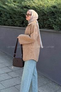 Lamelif Bağlama Detaylı Ceket Camel