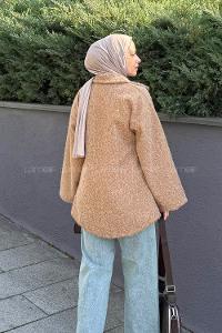 Lamelif Bağlama Detaylı Ceket Camel