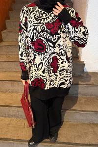 Lamelif Desenli Triko Takım Siyah