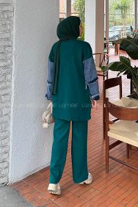 Lamelif Garnili Triko Takım Zümrüt