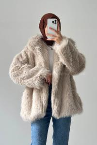 Lamelif Kürk Mont Taş Rengi