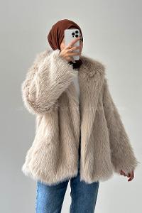 Lamelif Kürk Mont Taş Rengi