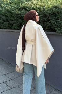 Lamelif Omuz Apoletli Bağlama Detaylı Panço Bej