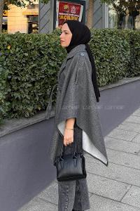 Lamelif Omuz Apoletli Bağlama Detaylı Panço Füme