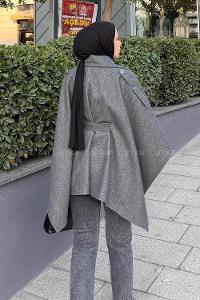 Lamelif Omuz Apoletli Bağlama Detaylı Panço Füme