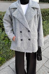 Lamelif Sakal Kumaş Kaban Antrasit