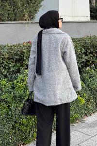 Lamelif Sakal Kumaş Kaban Antrasit