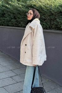 Lamelif Sakal Kumaş Kaban Bej