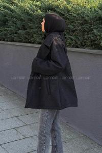 Black Jacket Collar Long Arm Coat