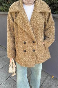 Soft Brown Jacket Collar Long Arm Coat
