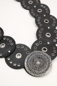 Lamelif Siyah Vintage Metal Tokalı Kemer