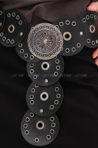 Lamelif Siyah Vintage Metal Tokalı Kemer
