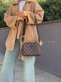 Kapitone Fermuarlı Mıknatıs Kapak Bölmeli Çok Gözlü Günlük Kadın Omuz Çantası