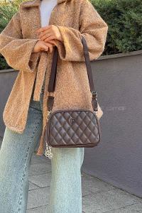 Kapitone Fermuarlı Mıknatıs Kapak Bölmeli Çok Gözlü Günlük Kadın Omuz Çantası