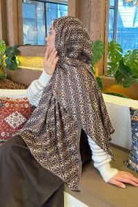 Lamelif Guess Desen Kaşmir Çift Taraflı Şal Acı Kahve