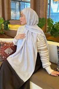 Lamelif Guess Desen Kaşmir Çift Taraflı Şal Gri