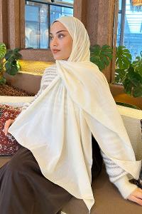 Lamelif Keten Şal Krem