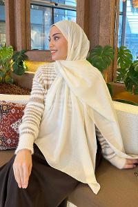 Lamelif Keten Şal Krem