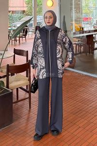 Lamelif Desenli İkili Takım Antrasit