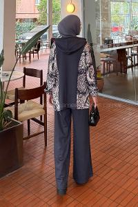 Lamelif Desenli İkili Takım Antrasit