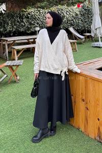 Natural V Neck Long Arm Acrylic Polyester Cardigan