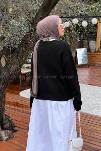 Lamelif Fiyonklu Triko Hırka Siyah