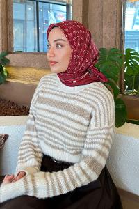 Lamelif G Desen Rayon Eşarp Bordo